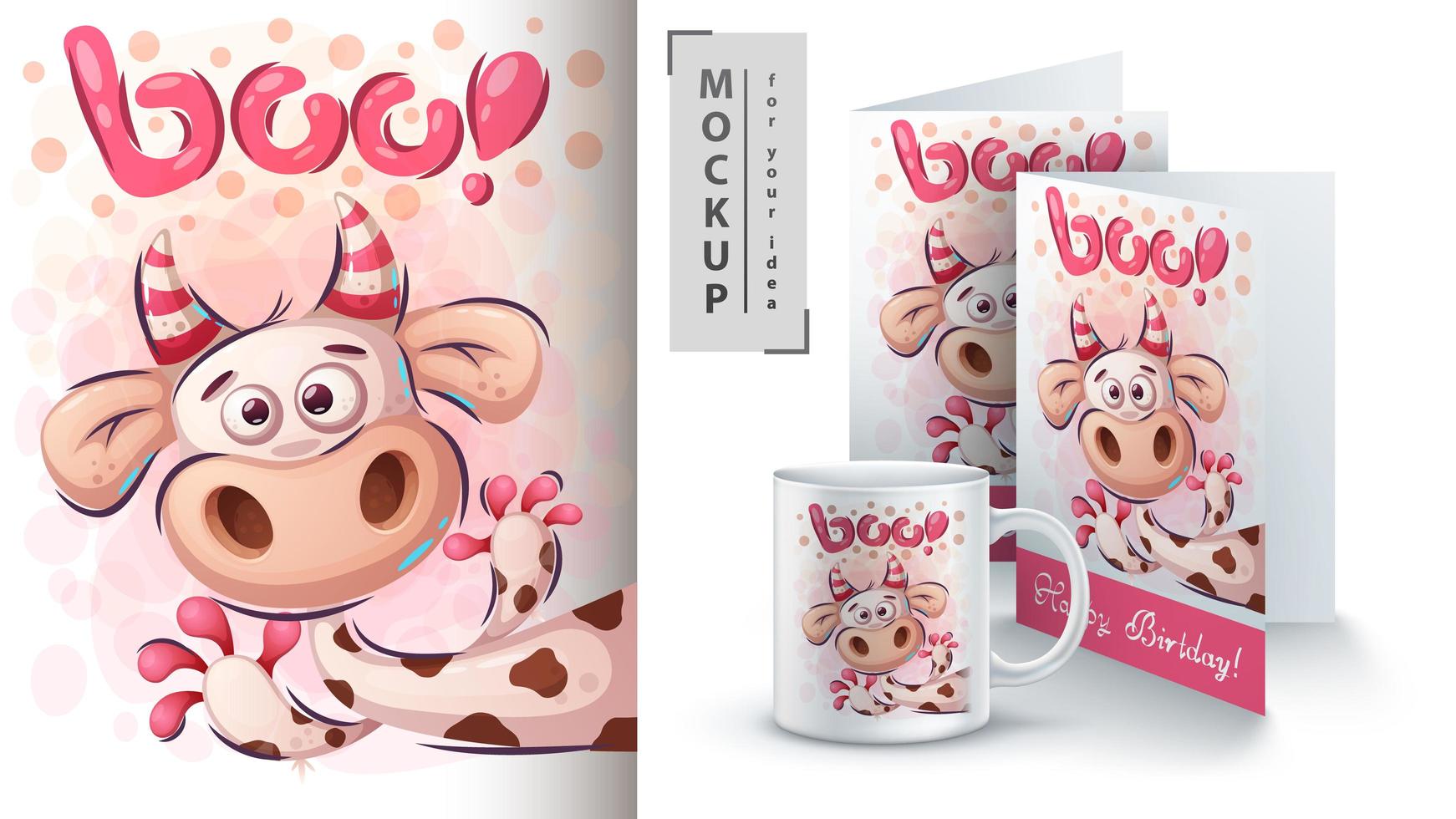 Cute Boo Cow Poster  vector