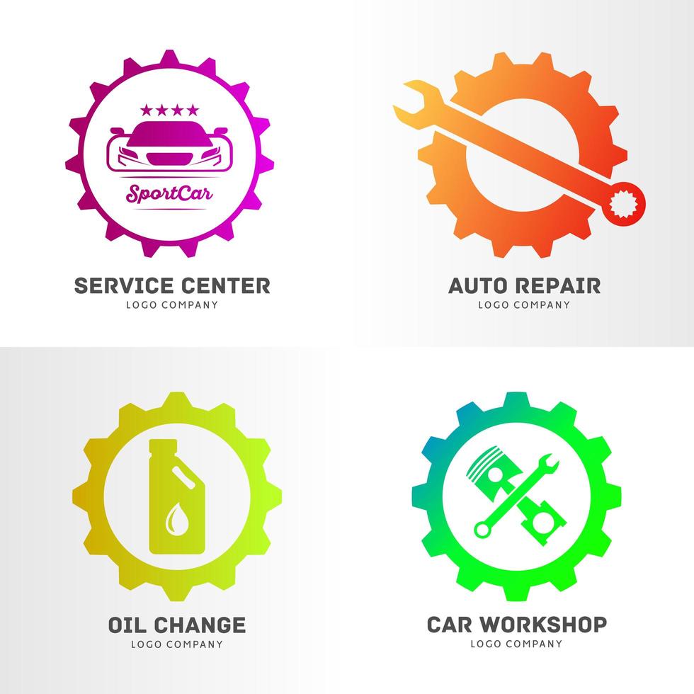 conjunto de logotipo de empresa de servicios automotrices vector