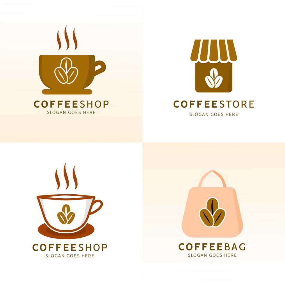 conjunto de diseño de logotipo de cafetería vector