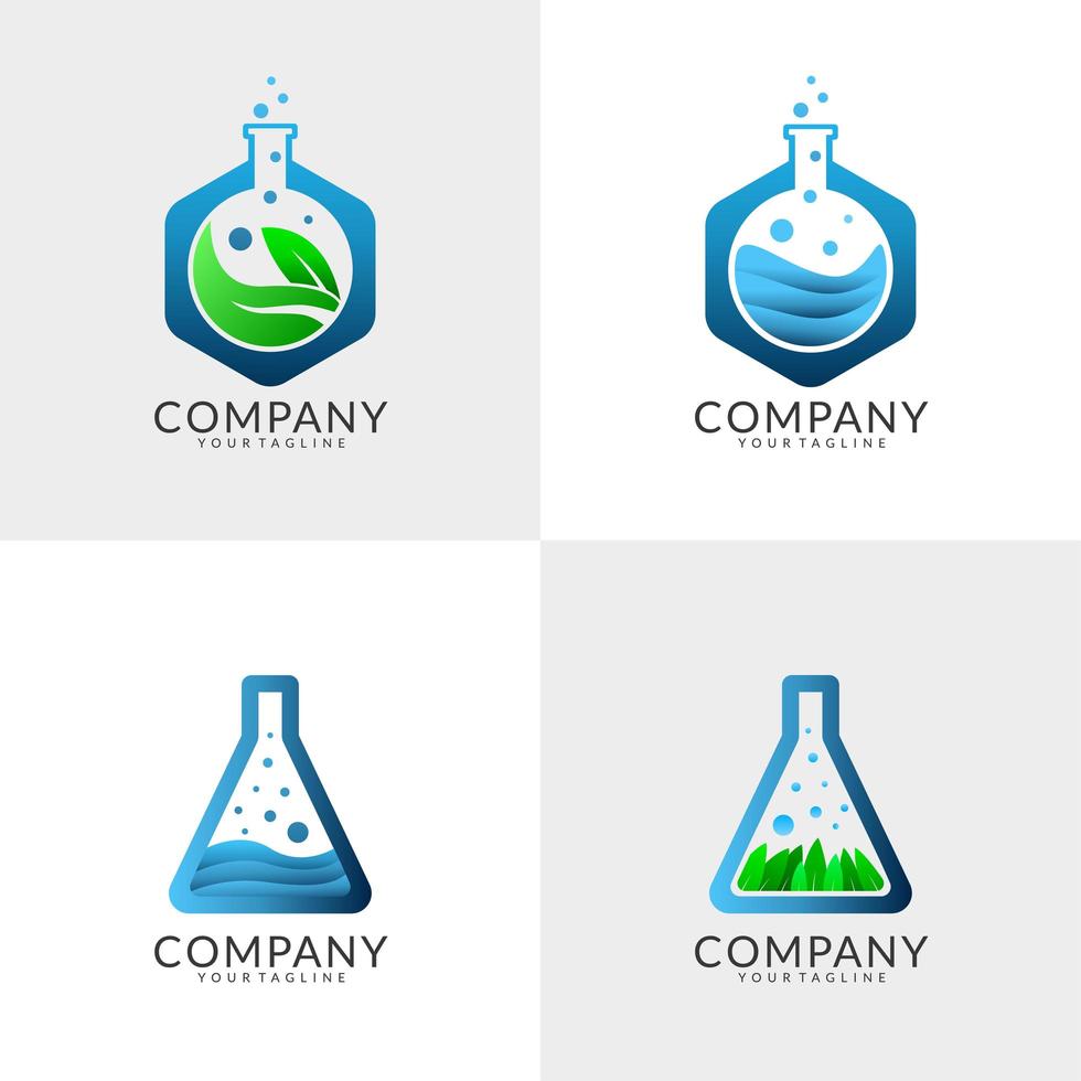 conjunto de diseño de logotipo de laboratorio vector