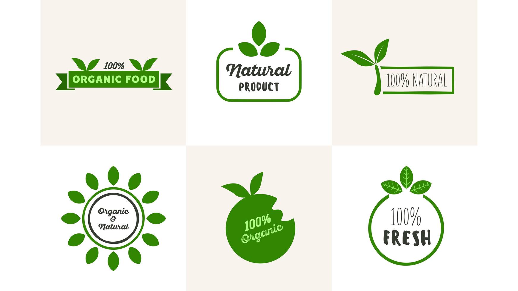 Fresh Organic Natural Food Logo Set vector