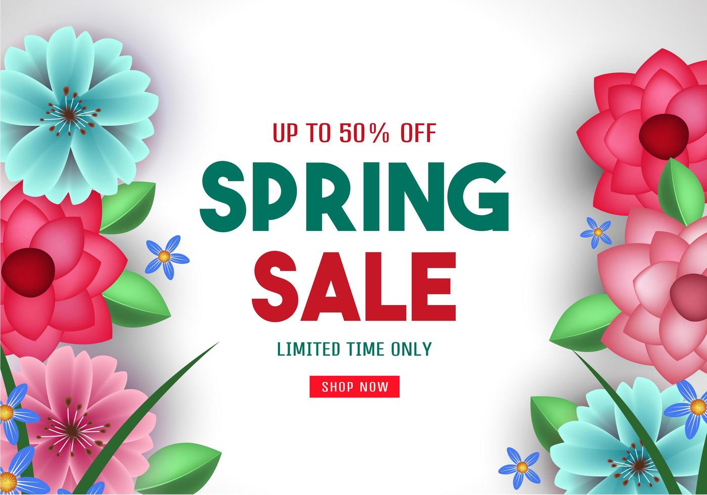 Spring Sale Poster with Flower Borders vector