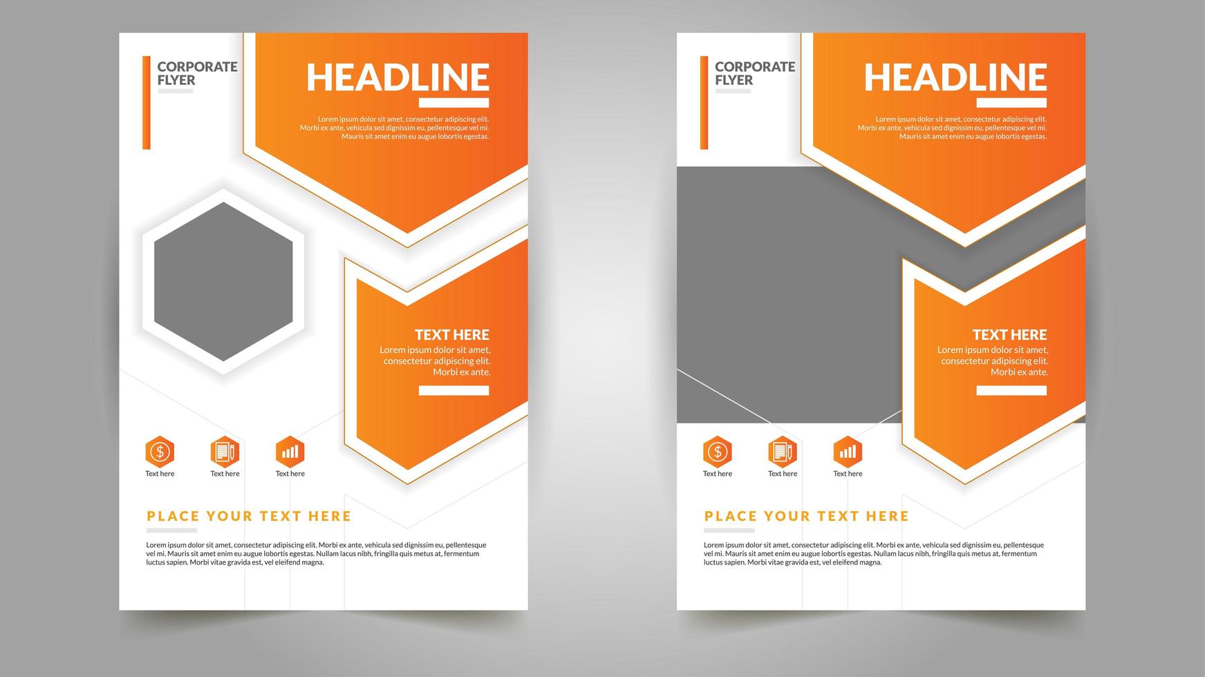 Orange Geometric Shape Professional Flyer Templates vector