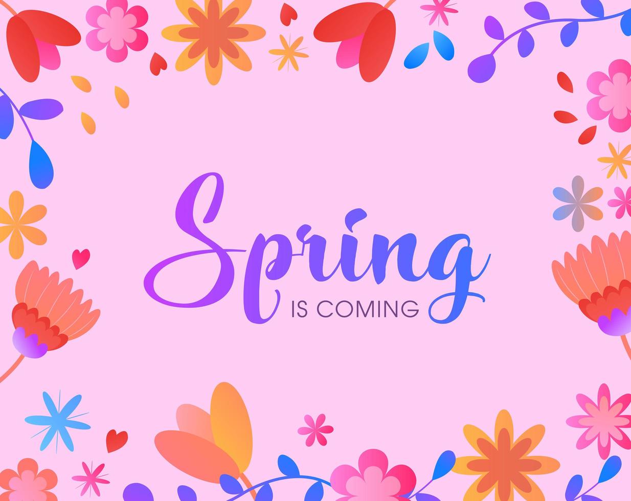 Floral spring design with pink background vector