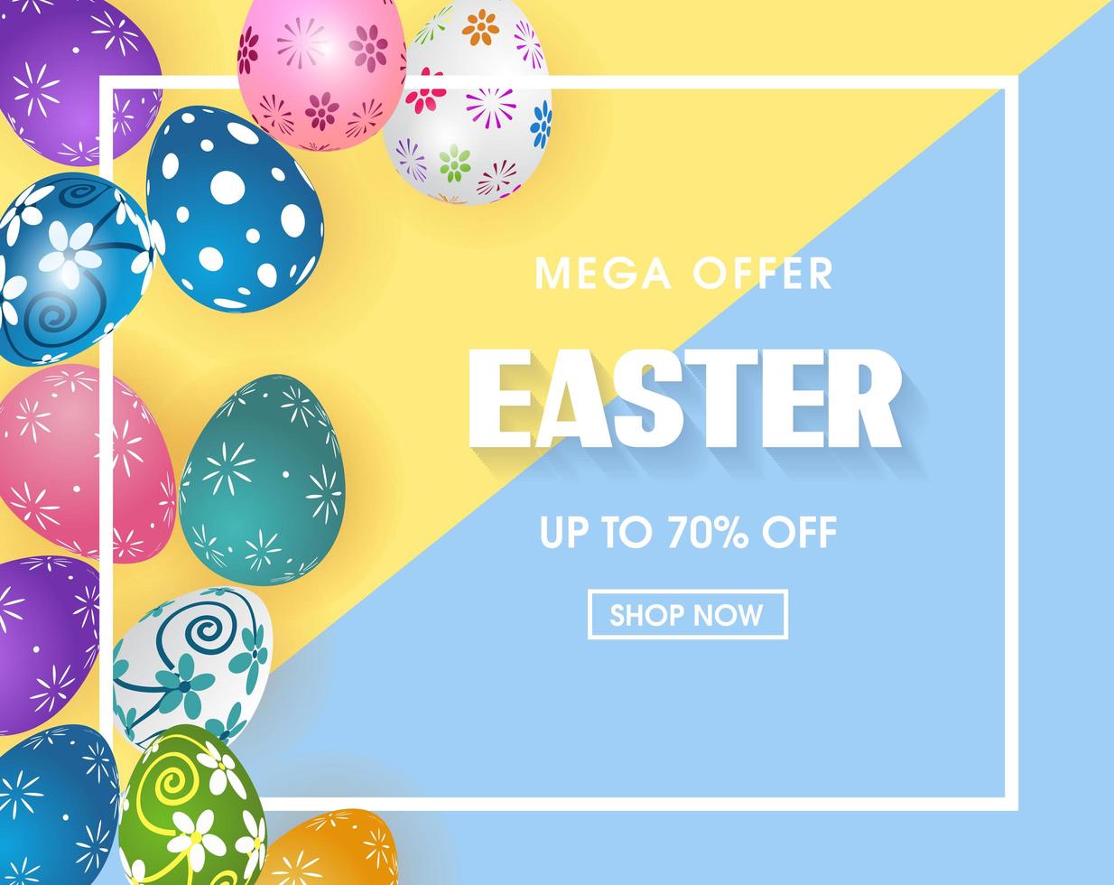 Easter sale poster with colorful eggs vector