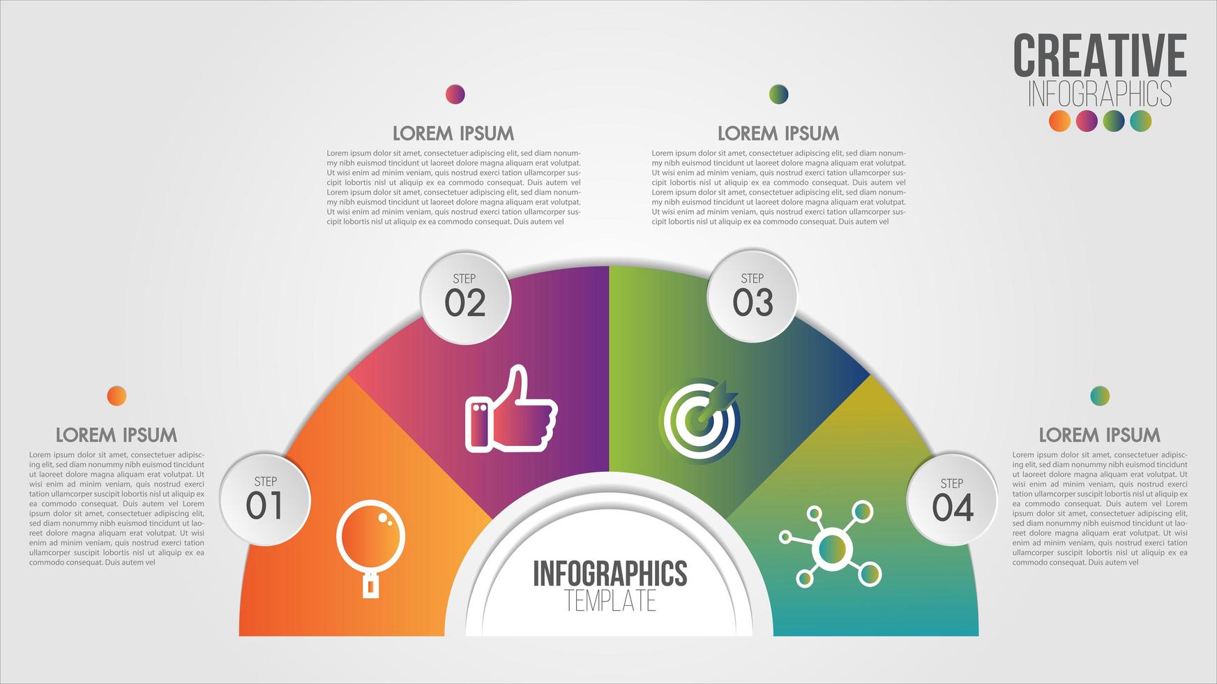 plantilla de medio círculo de infografía para negocios y cartera vector