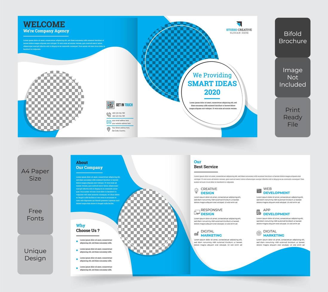 Corporate Square Bi-Fold Brochure Template Design vector