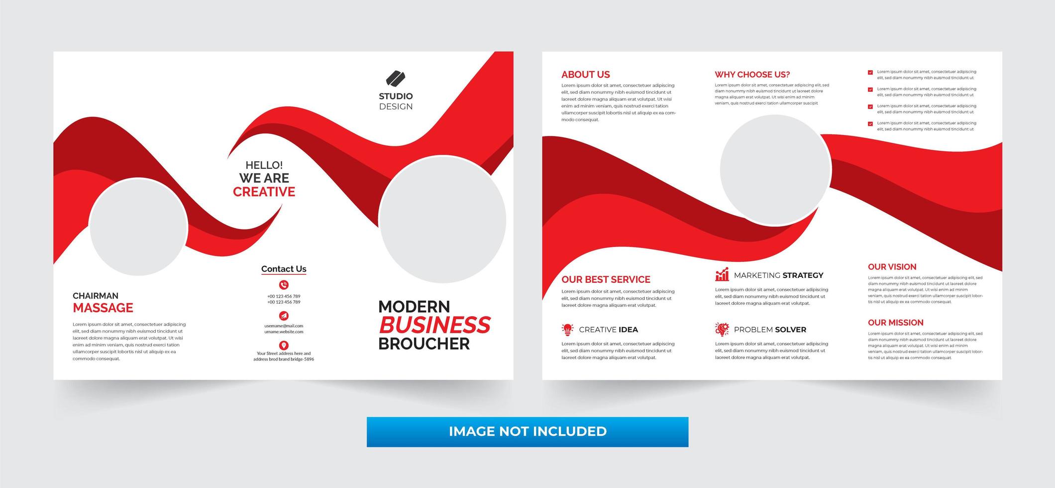 Red and White Wave Corporate Tri-fold Template Design vector