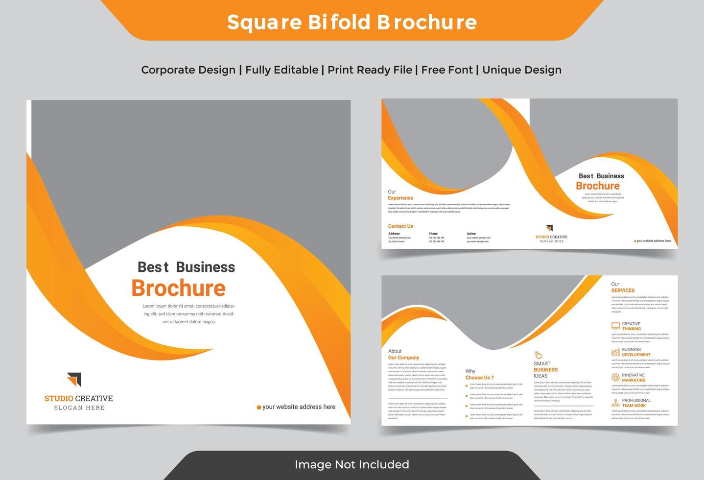 Yellow Corporate Business Square Bi-fold Brochure Design  vector