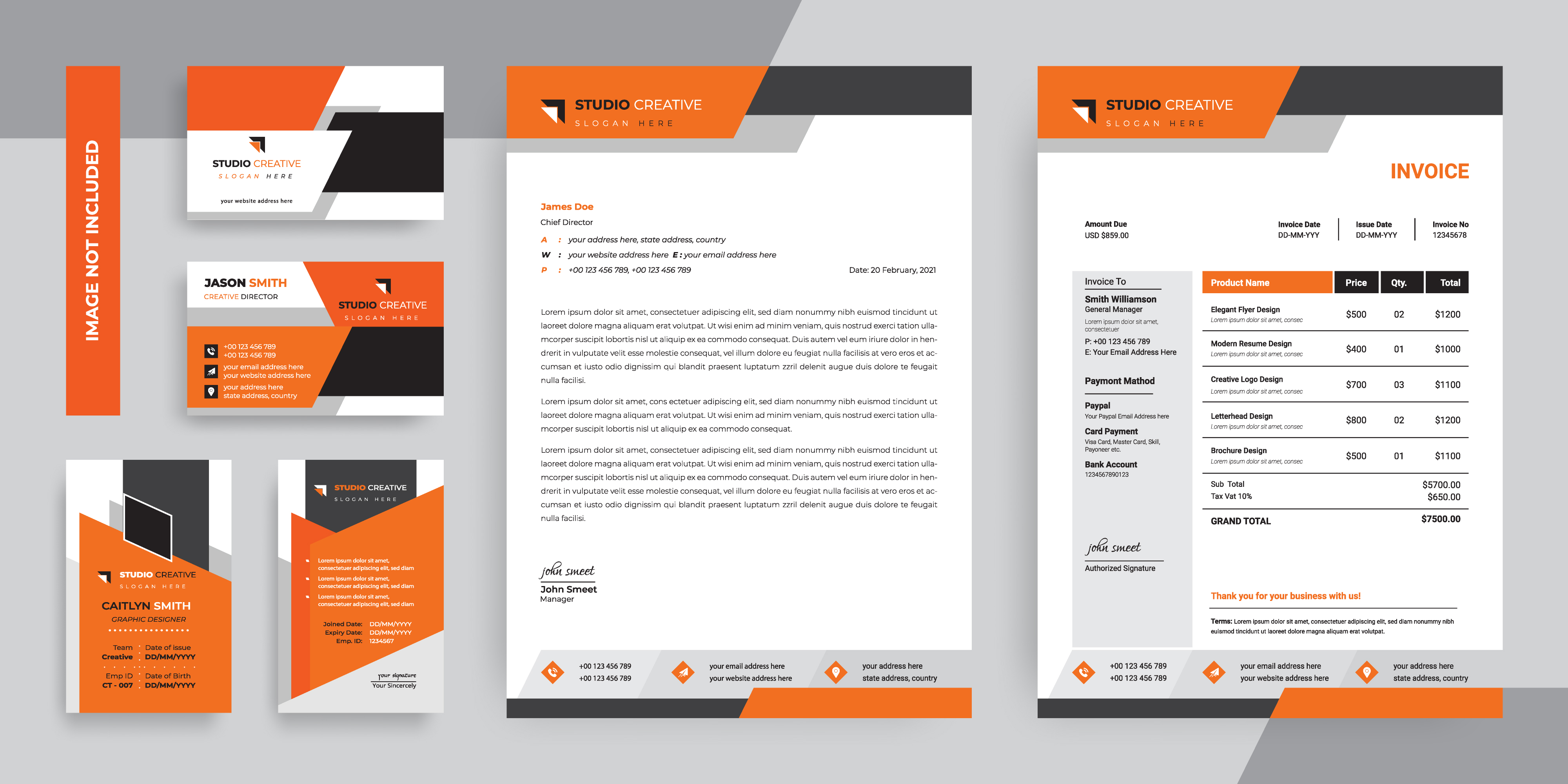 Orange and Black Modern Business Stationery Template Set 830184 Vector