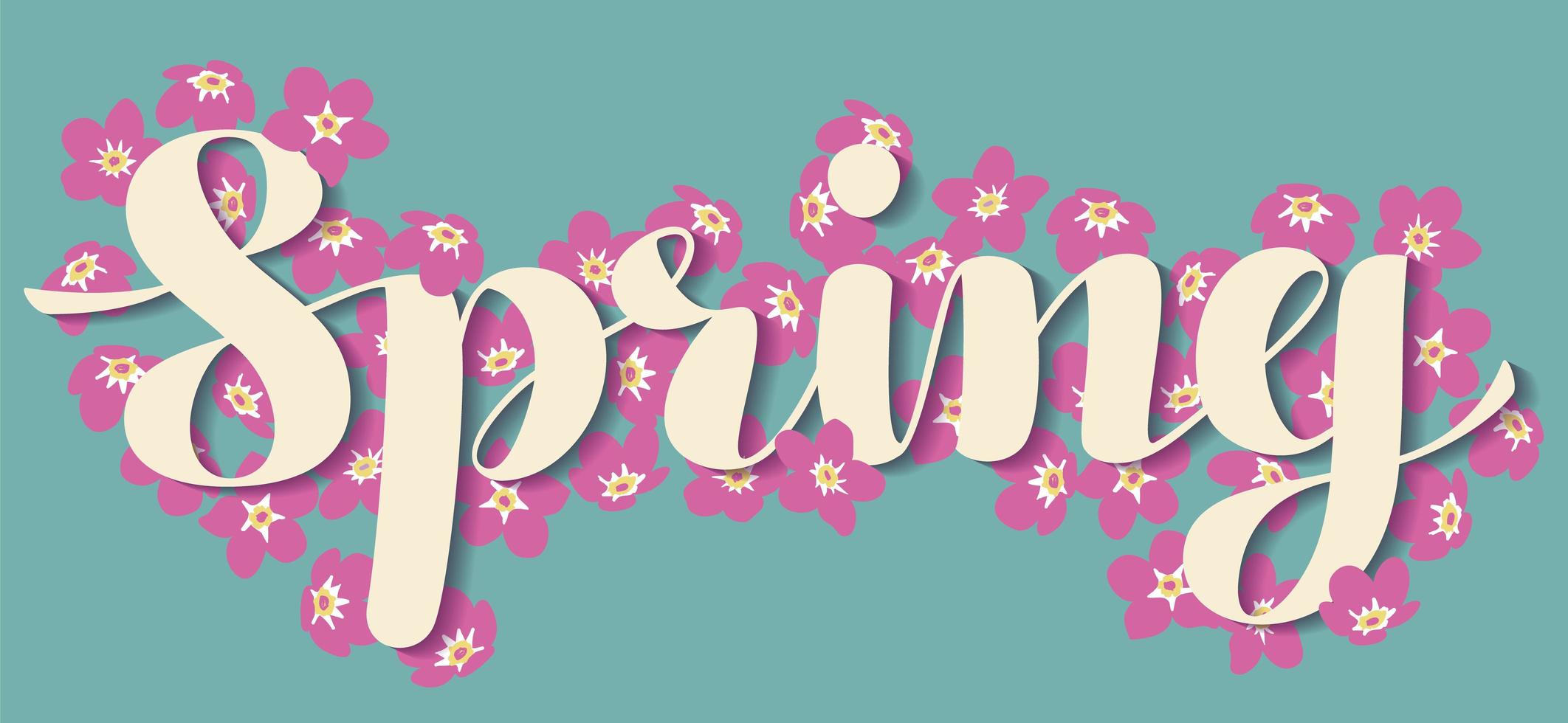 Spring lettering with flowers vector