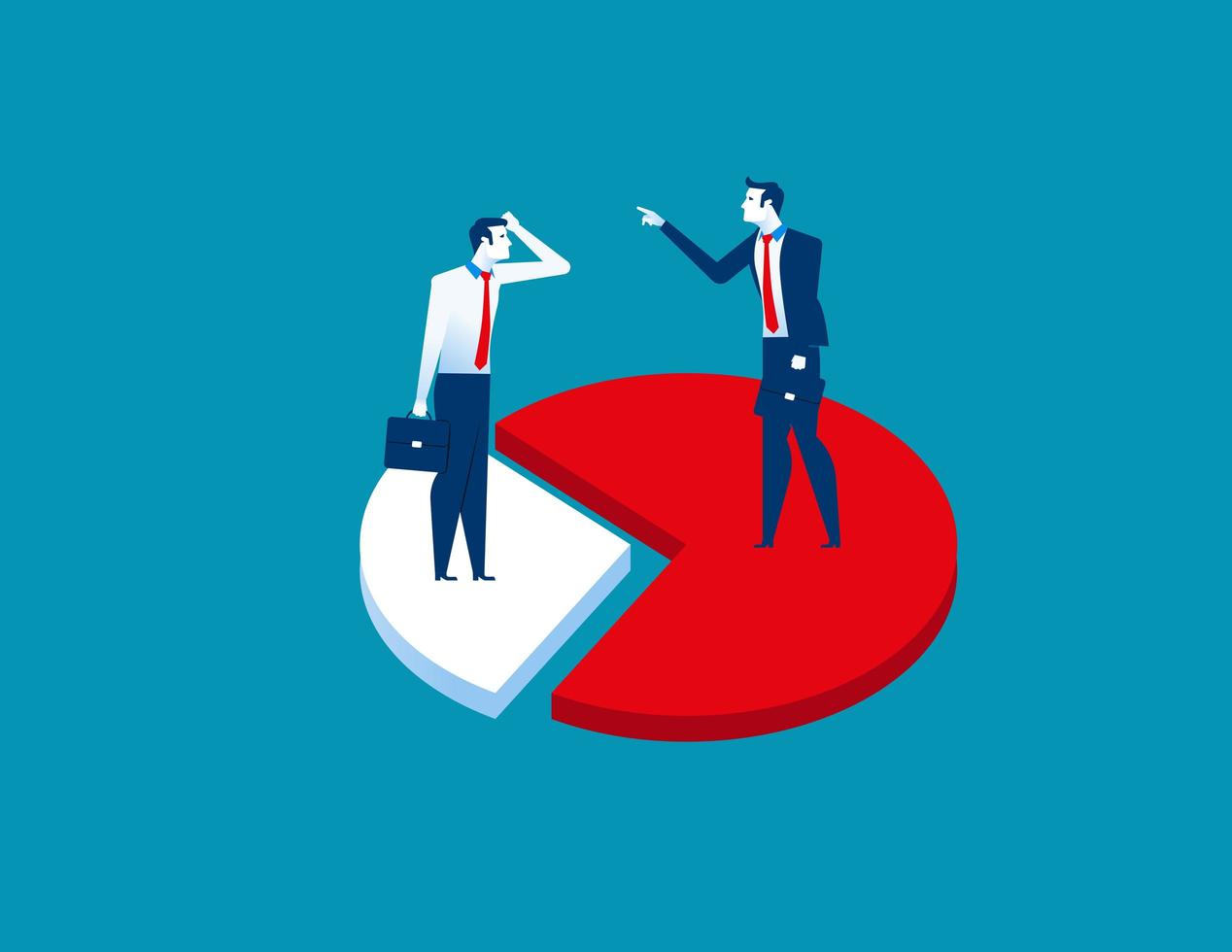 Businessmen Standing on Pie Chart  vector