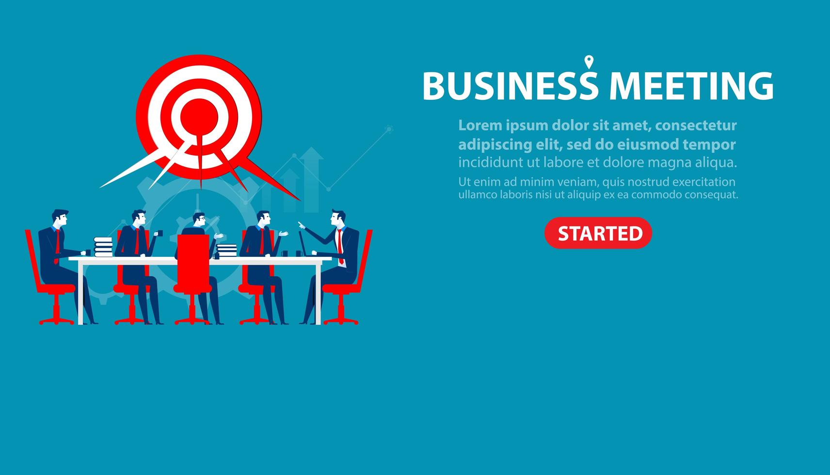 Businessmen Sitting at Meeting Table Landing Page vector