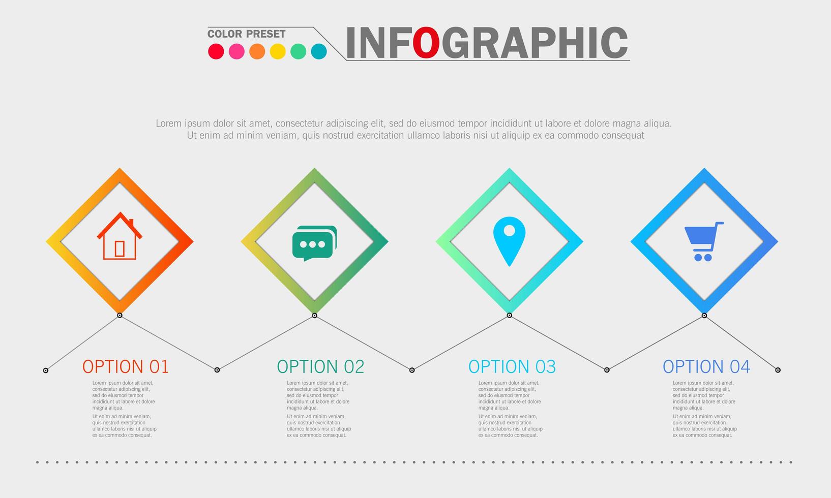 plantilla de infografía con elementos en forma de diamante vector