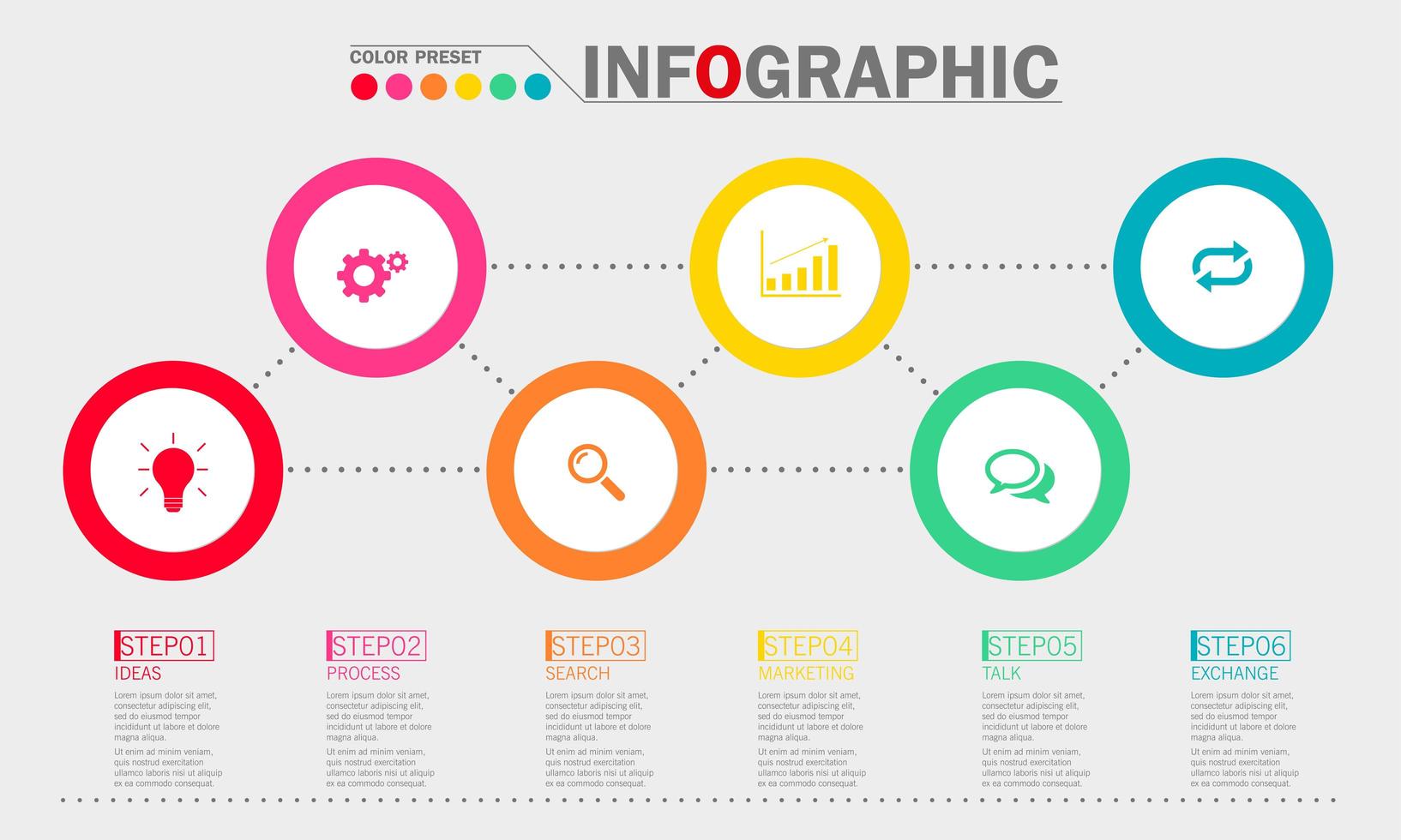 plantilla de símbolos de infografía redonda grande vector