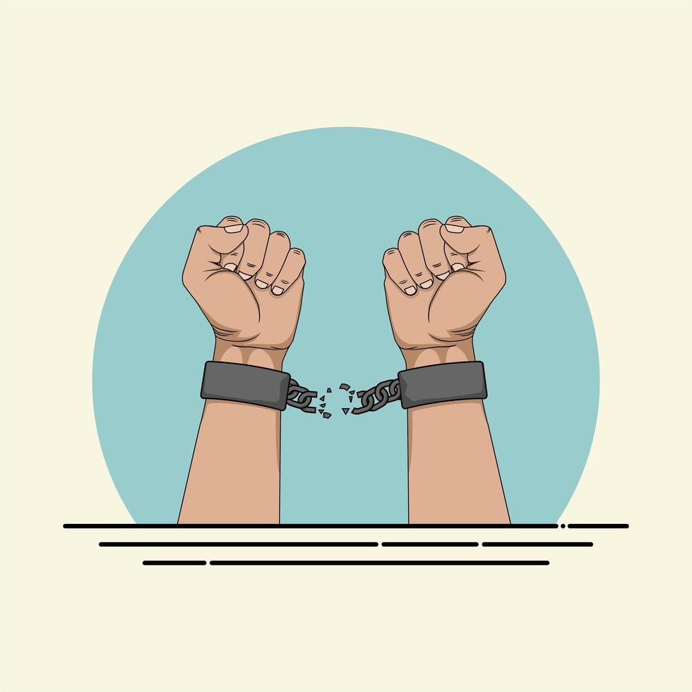 Broken Handcuffs on Hands vector