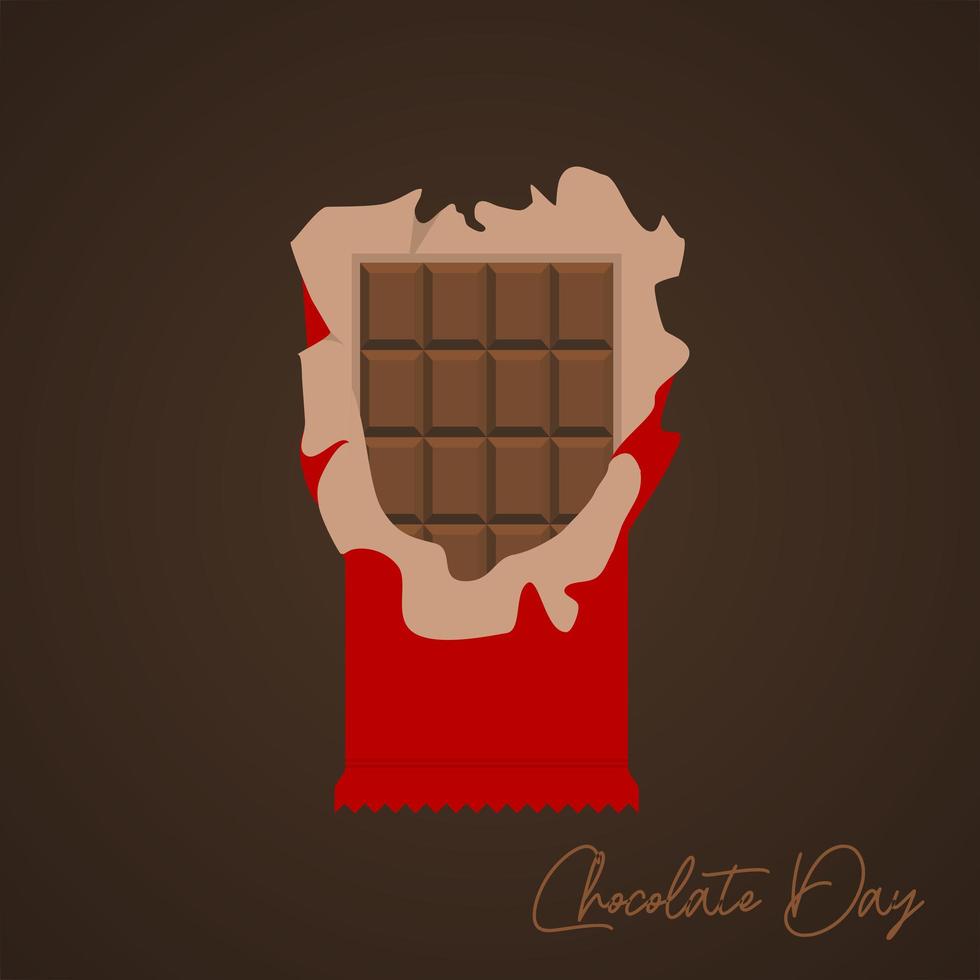 barra de chocolate en envoltura abierta vector