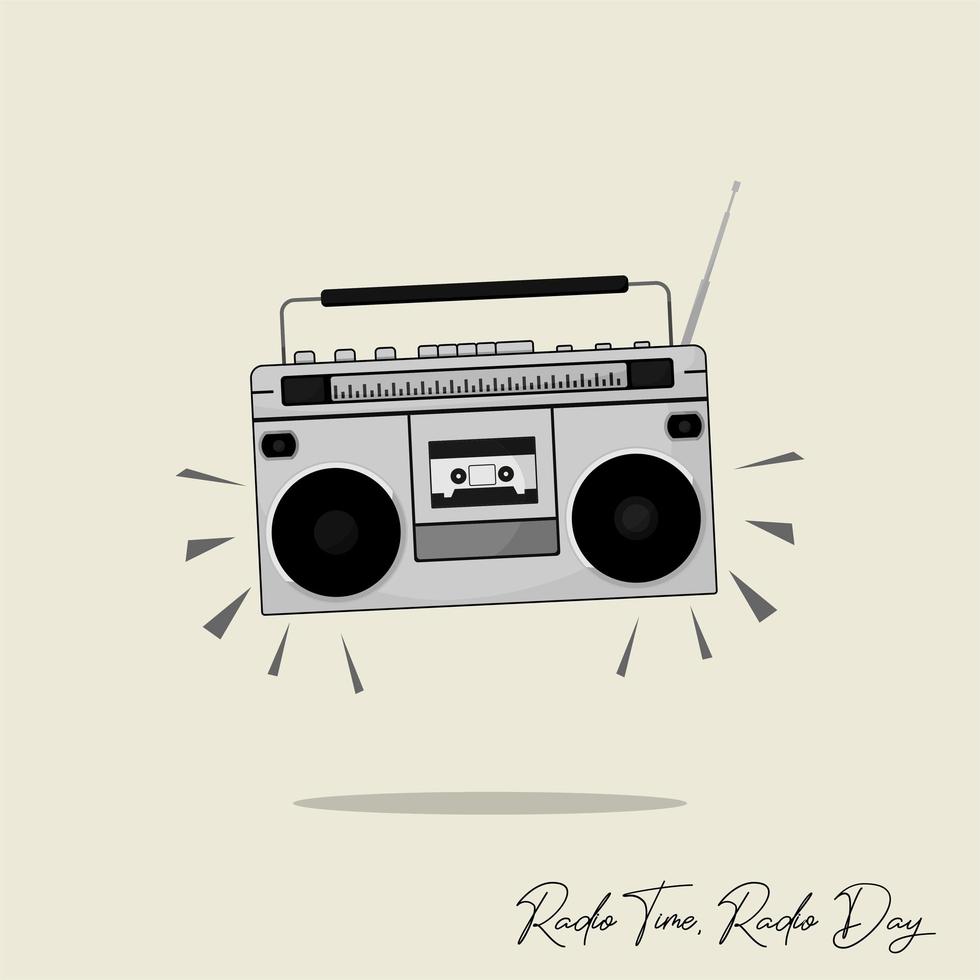 boombox vintage plateado vector