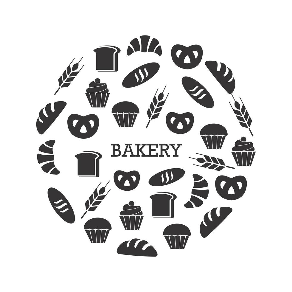 Black and white bakery set vector