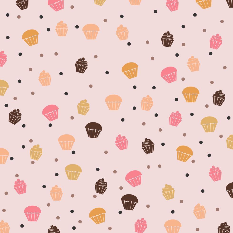 Sweet and tasty food dessert cupcake pattern vector