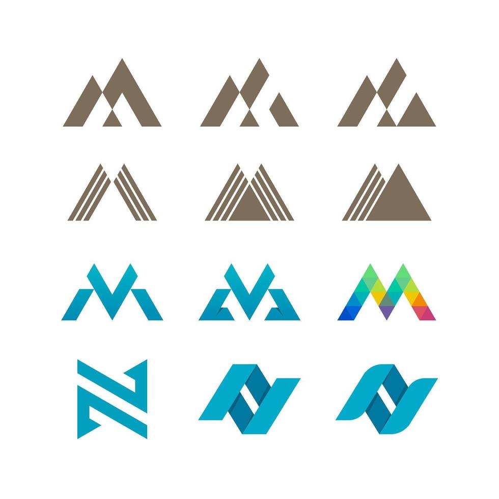 Letters M or W and N logo templates set vector