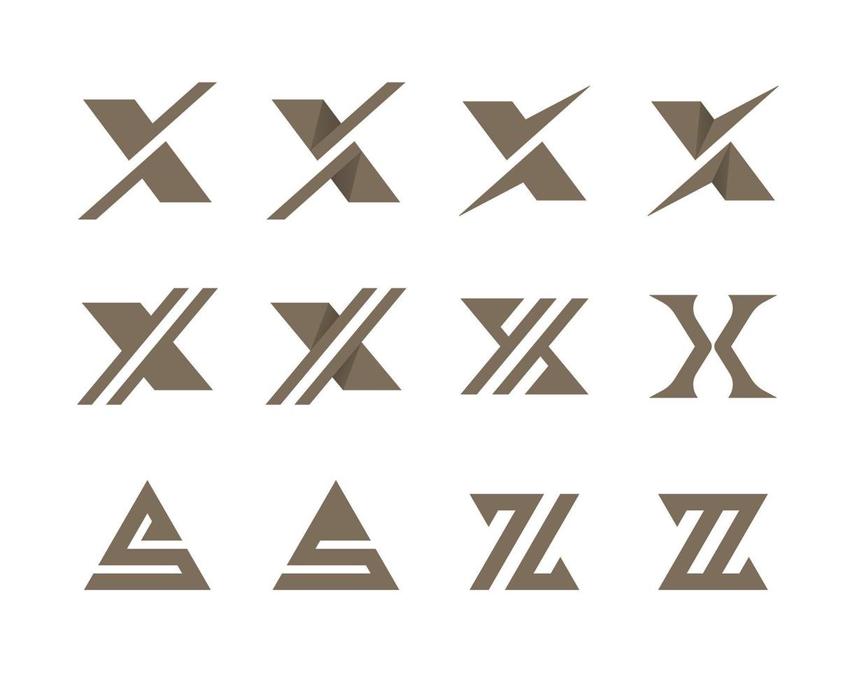 Letters X S and Z typographic logo set vector