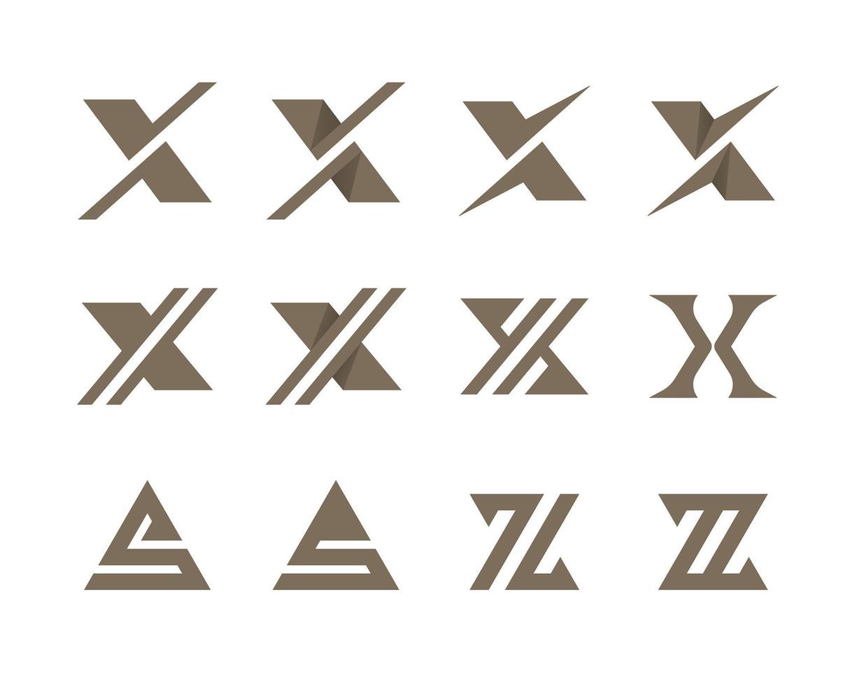 Letters X S and Z typographic logo set vector