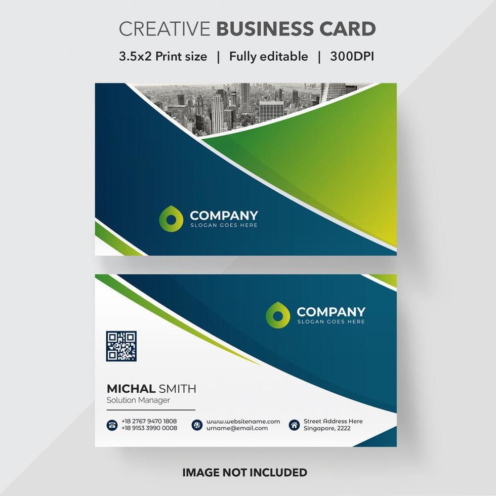 Creative Blue and Green Gradient Business Card vector
