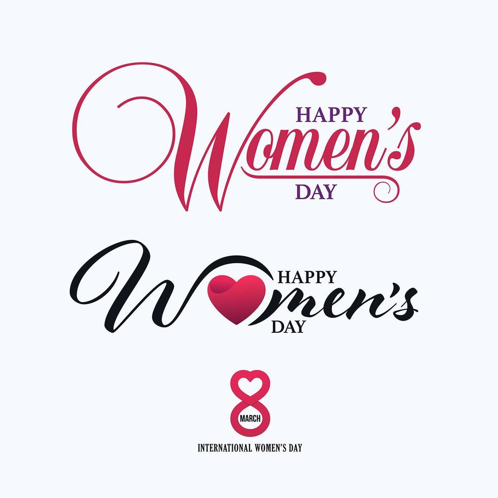 March 8th Happy Women's Day Calligraphic Lettering Templates vector