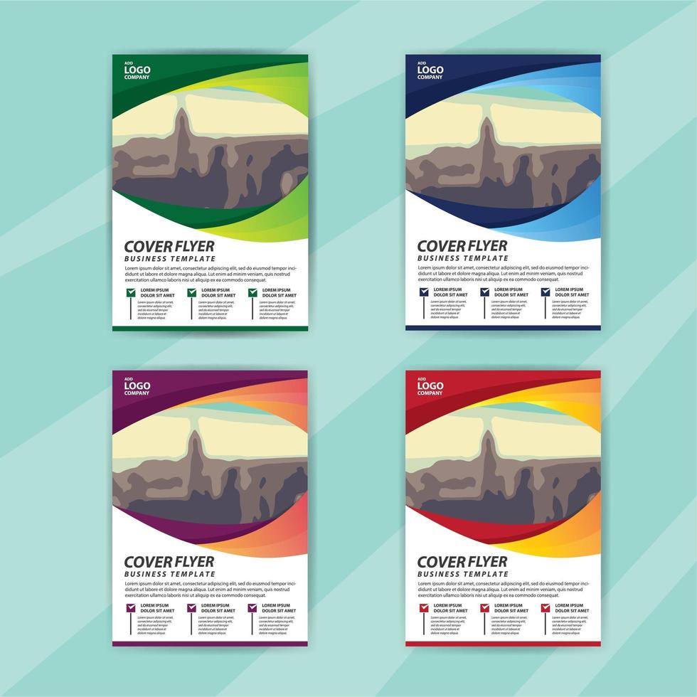 Business Flyer Template Set with Colorful Curved Image Space vector