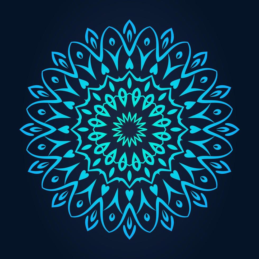 Blue Gradient Ornamental Round Lace Pattern vector