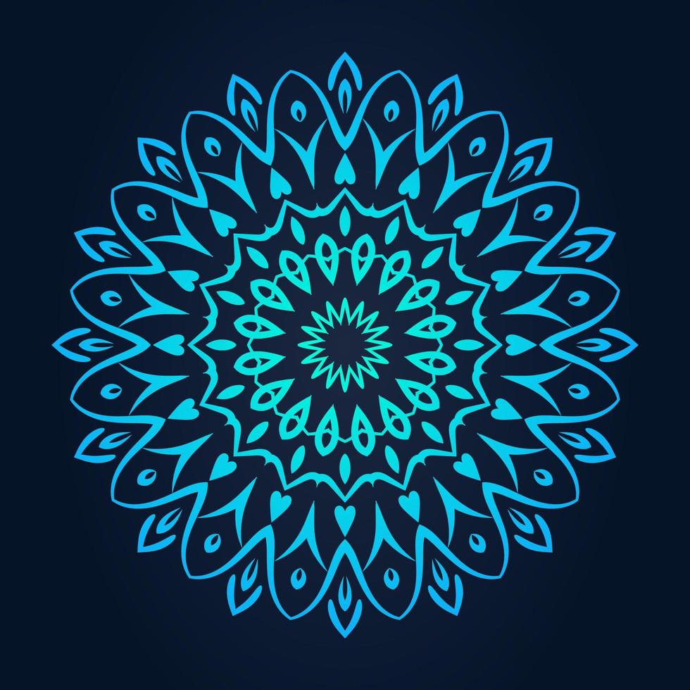 Blue Gradient Ornamental Round Lace Pattern vector