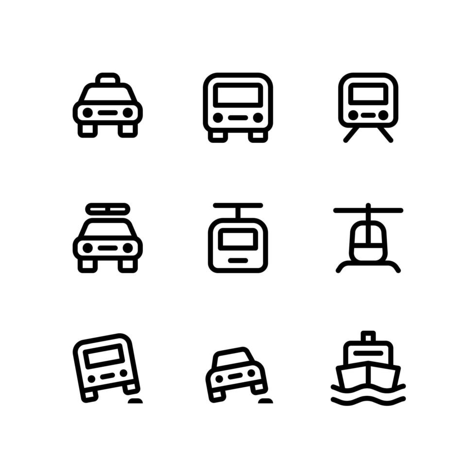 iconos de línea de transporte vector