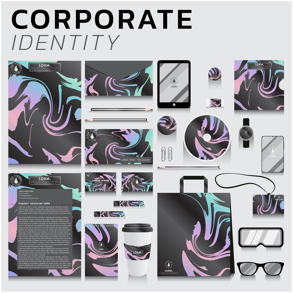 Conjunto de identidad corporativa de remolino degradado para negocios y marketing vector