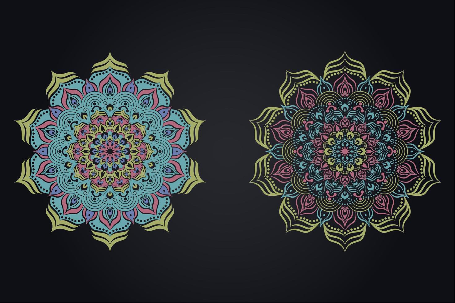 Mandala Set in Different Color Styles vector