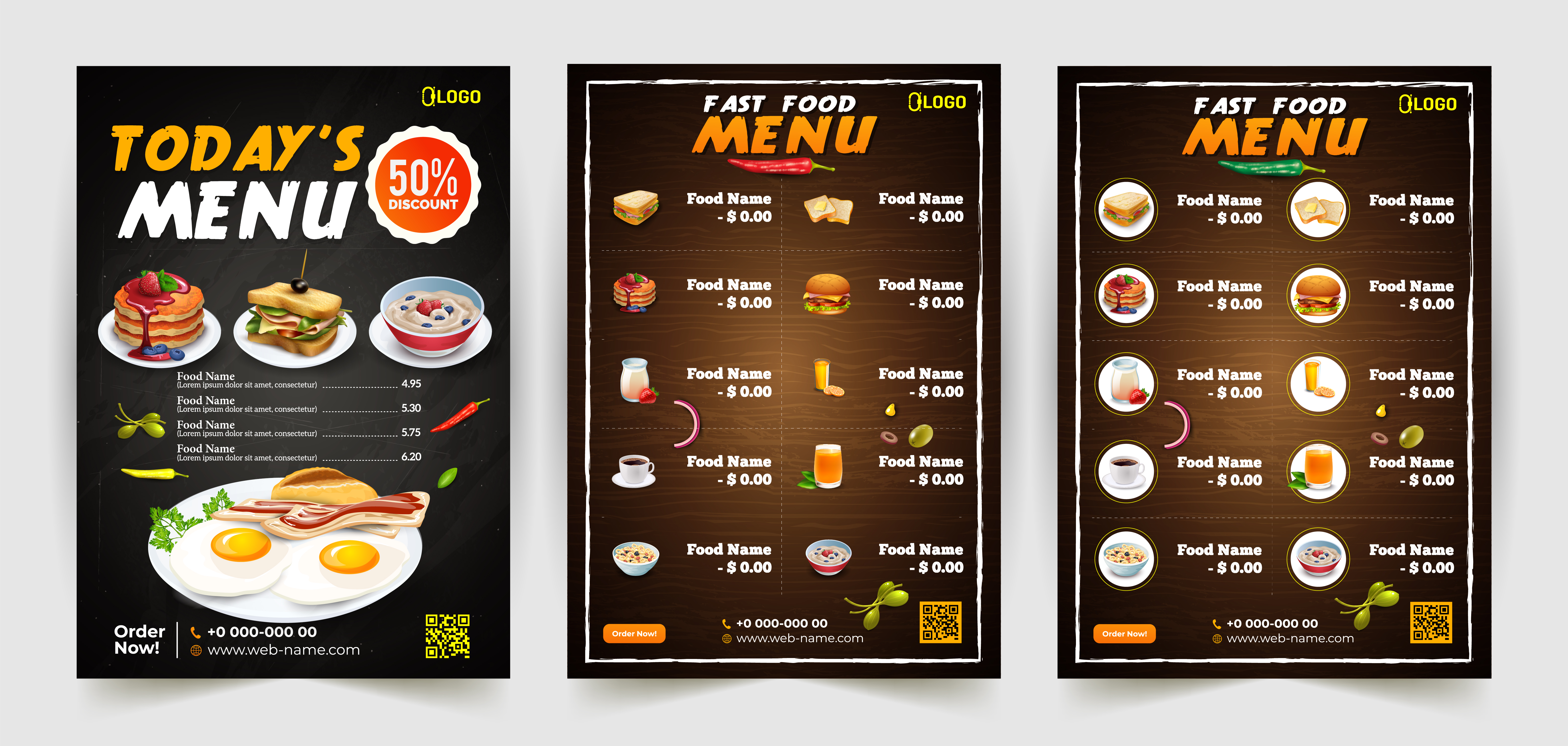 Modern Restaurant Menu Poster Set 830424 Vector Art at Vecteezy