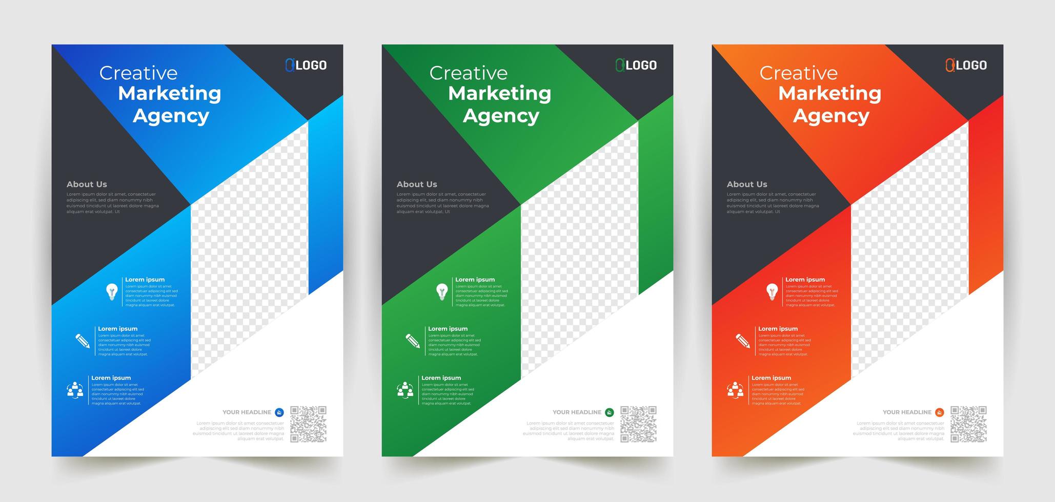 Business Flyer Template Set with Angled Shapes vector