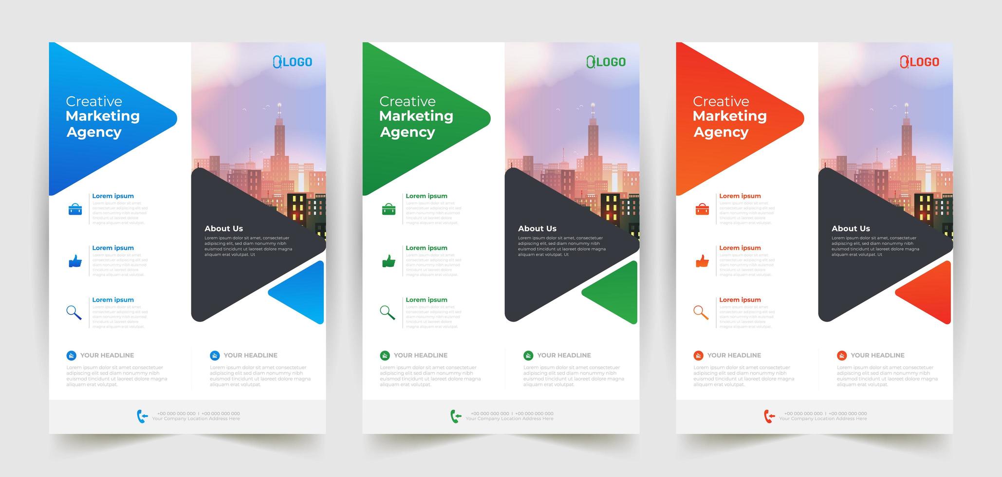 Business Flyer Templates with Triangle Shapes vector