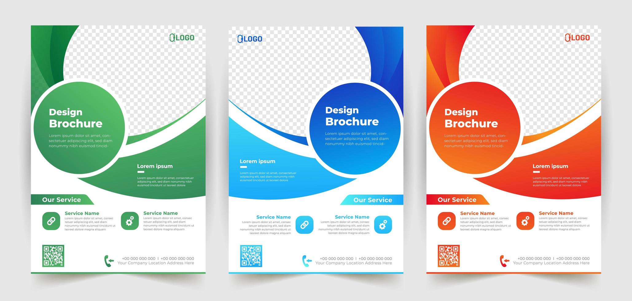 Business Flyer Template Set with Curved Details vector