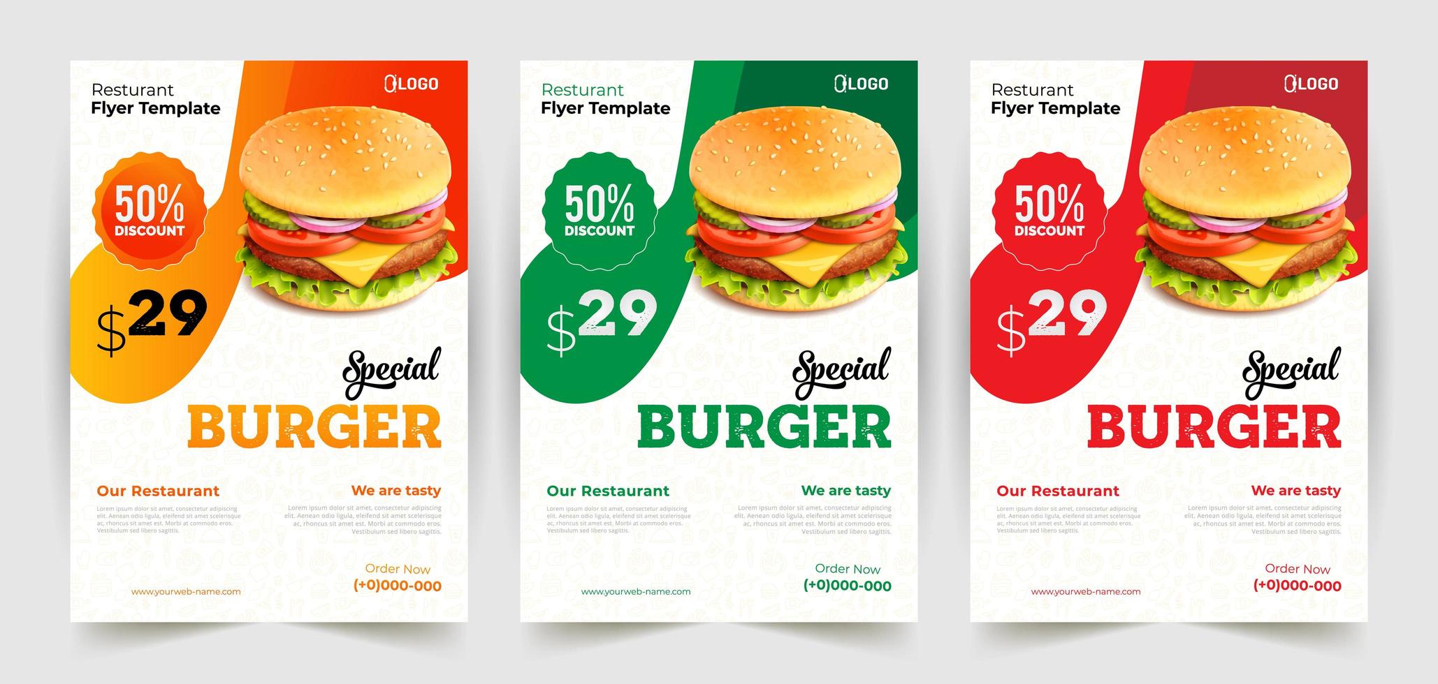 Fast Food Burger Flyer Design Templates vector