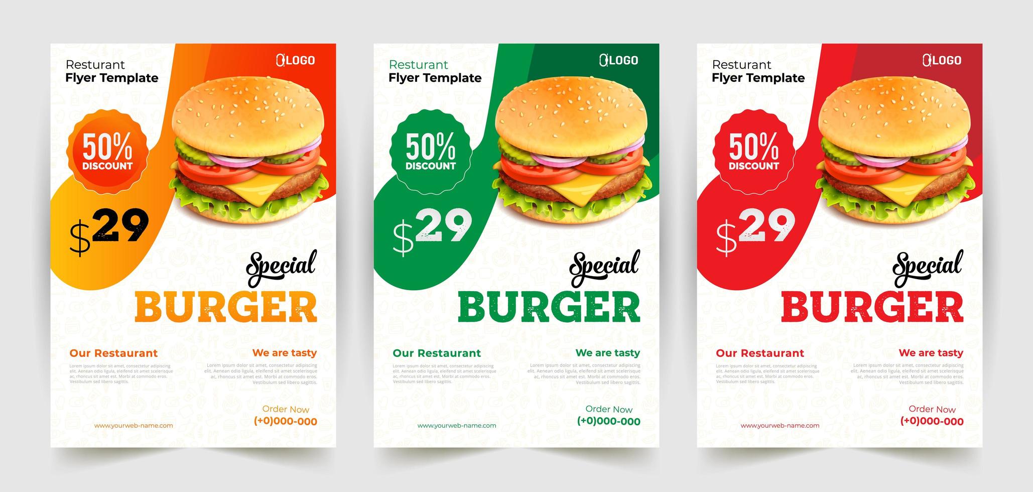 plantillas de diseño de flyer de hamburguesas de comida rápida vector