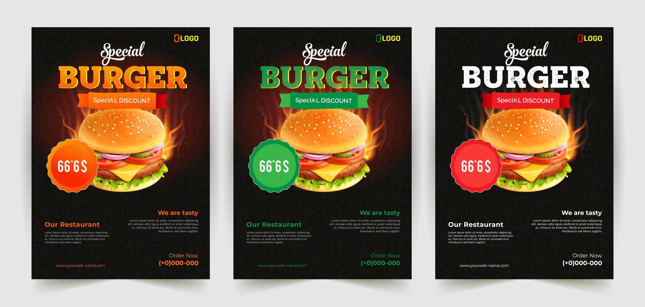 Special Discount Burger Flyer Set vector