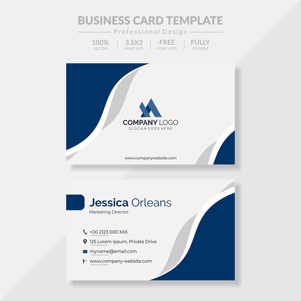 Blue and White Business Card Template vector