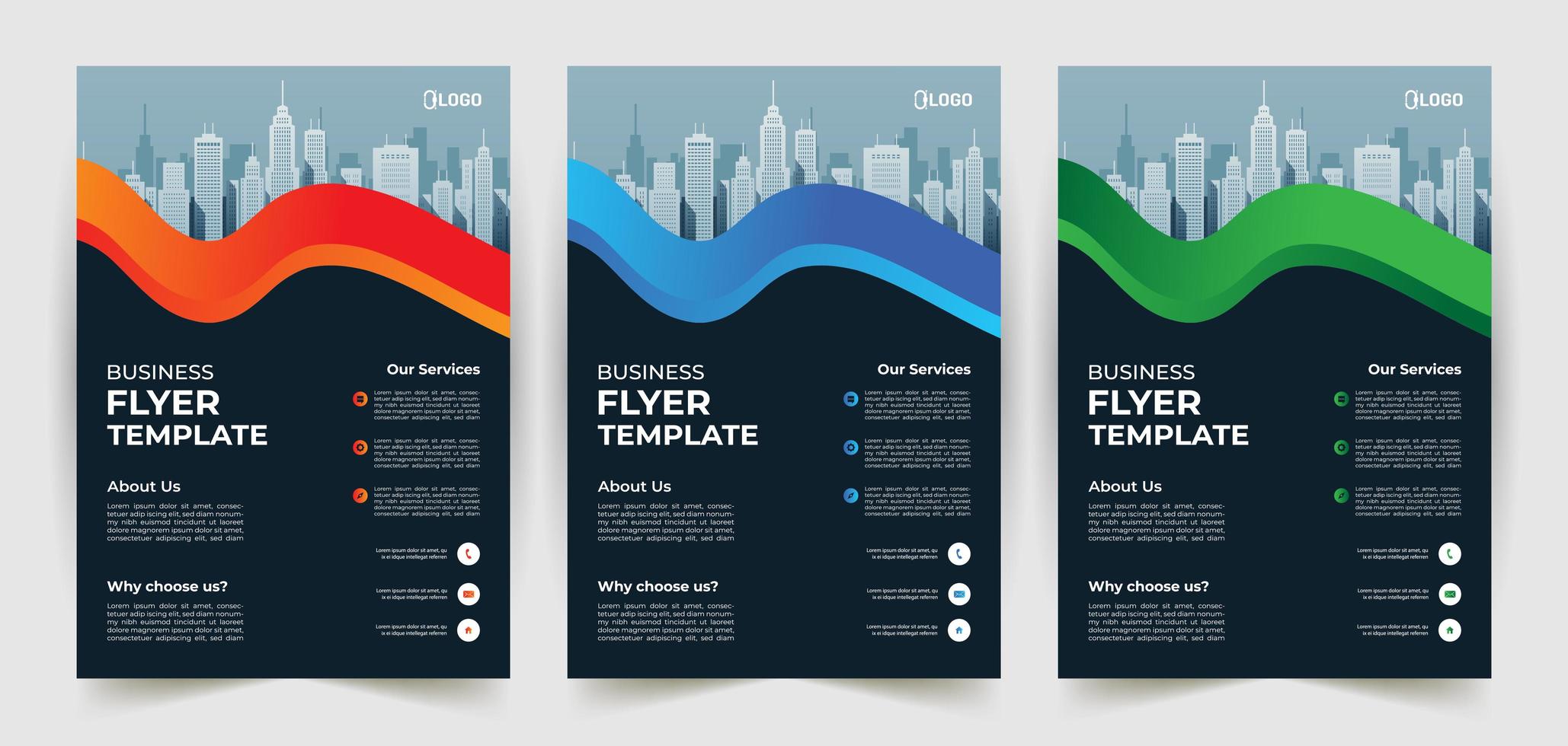 Business Flyer Template with Wavy Shapes vector