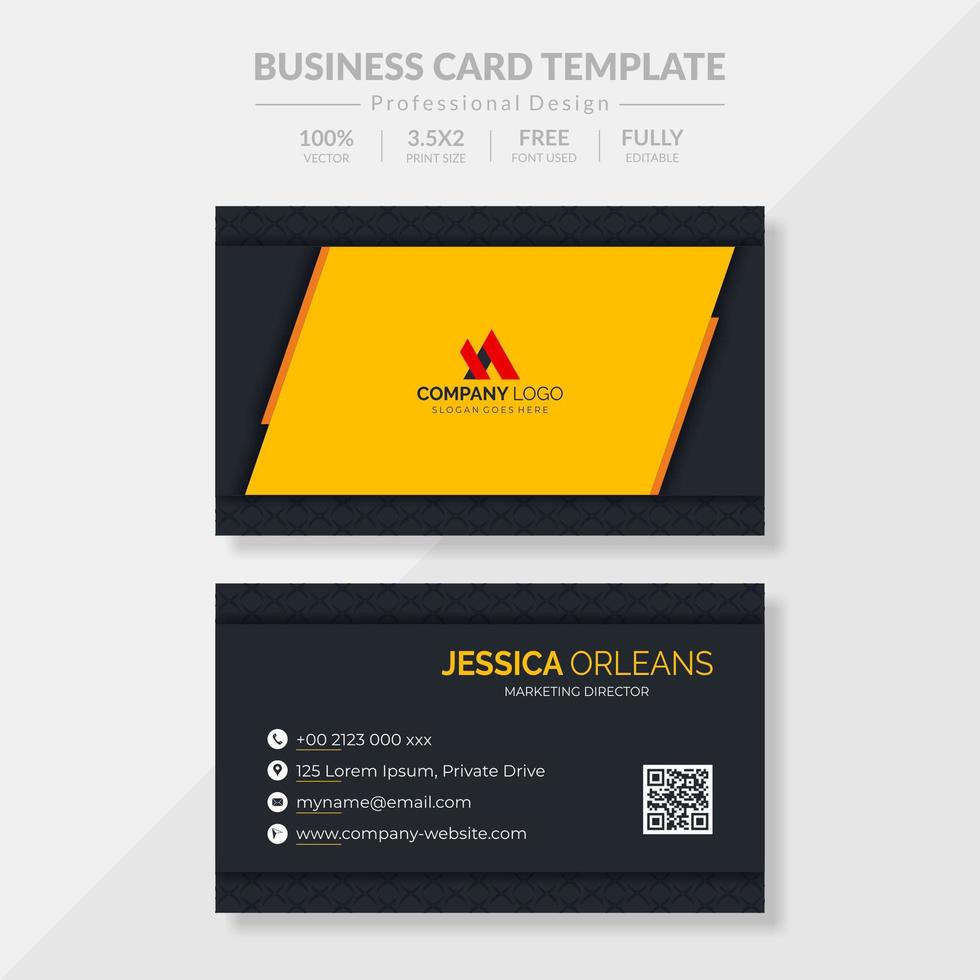 Business Card Template in Black and Yellow Modern Design vector