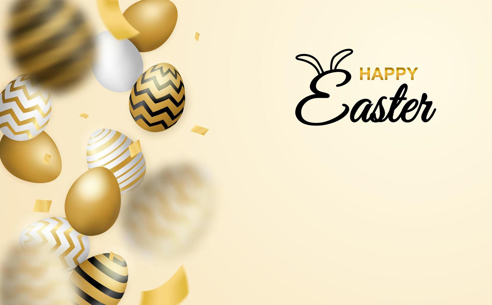 Happy Easter Poster with Falling Patterned Eggs vector