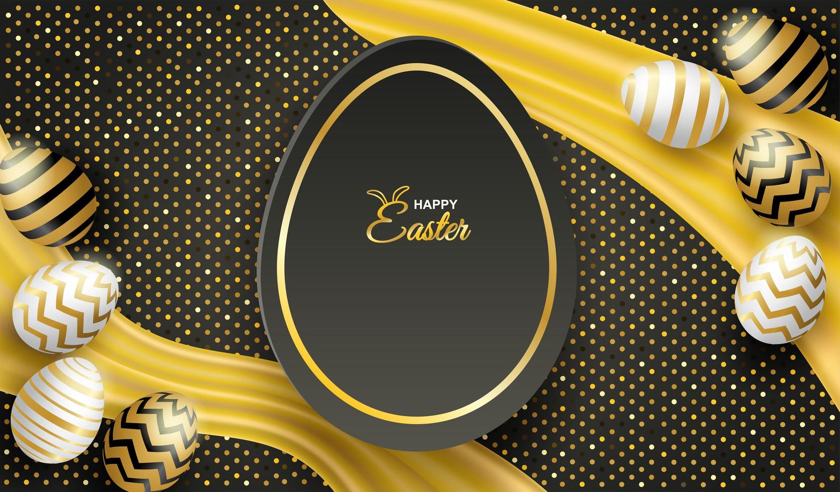 Easter Poster with Glitter Background and Eggs vector