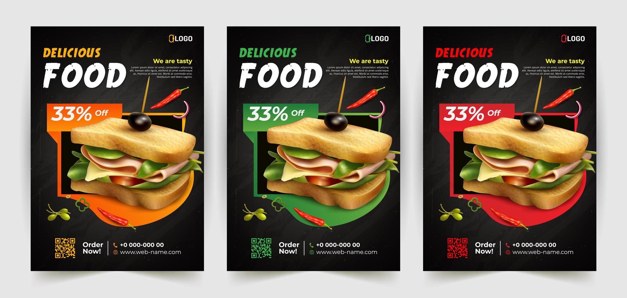 Delicious Sandwich Flyer Set vector