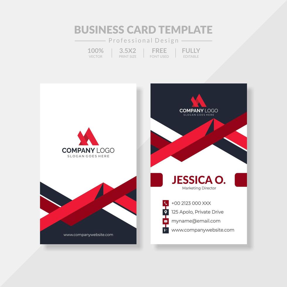 Elegant Vertical Red Business Card vector