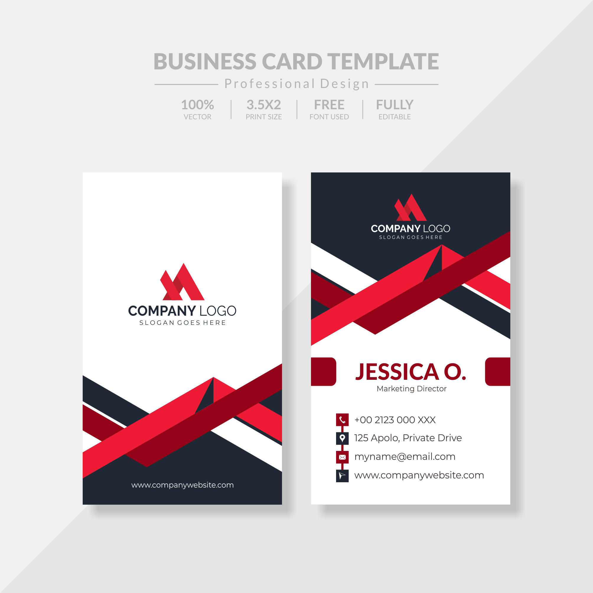 Elegant Vertical Red Business Card 830477 Vector Art at Vecteezy